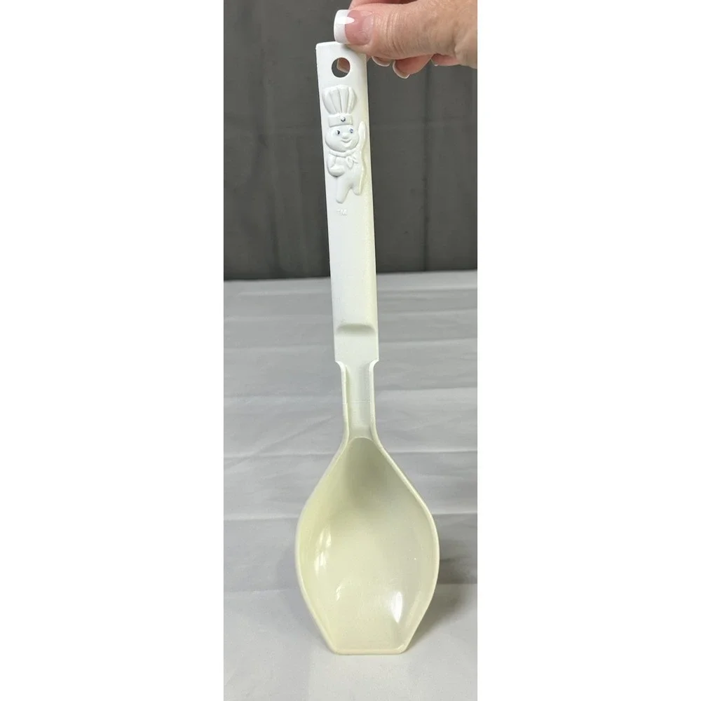 Vintage 1993 Pillsbury Doughboy White Plastic Serving Utensil Solid Spoon 11.75